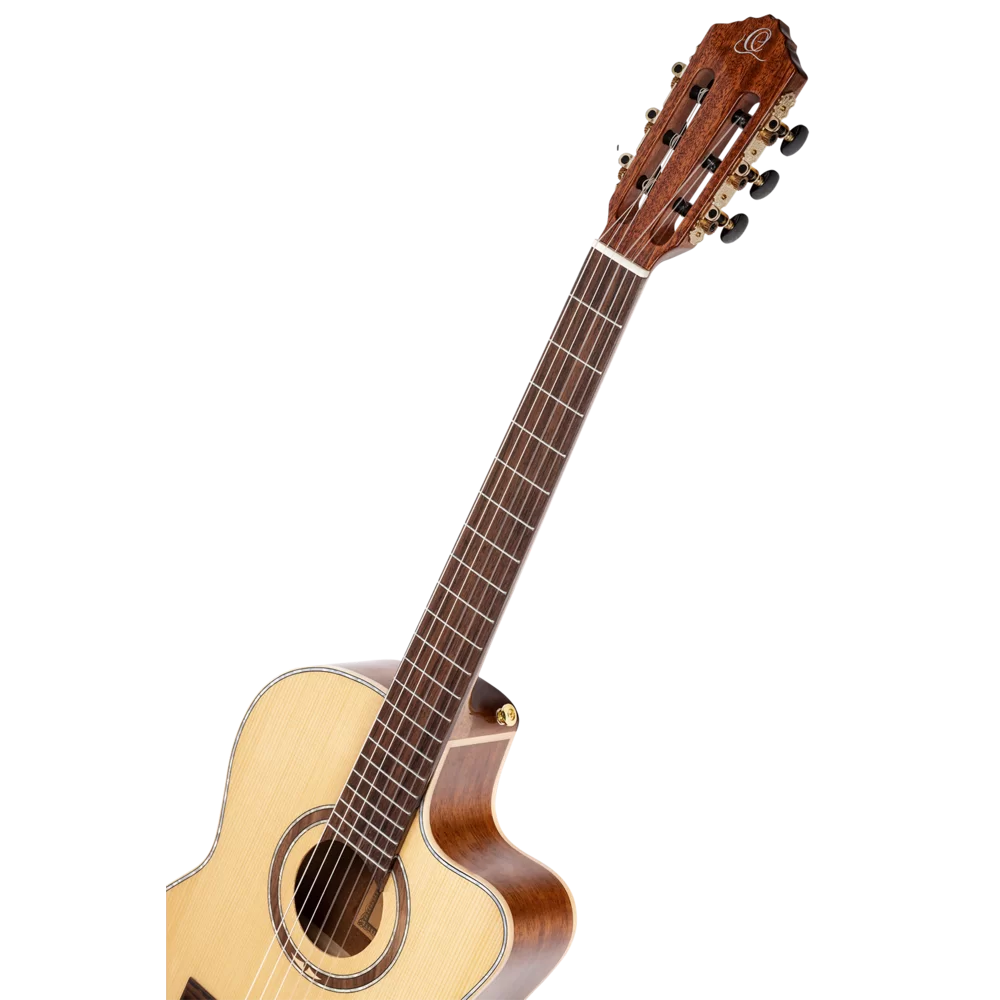 Ortega RCE138-T4 Performer Series Solid Top Thinline Crossover Acoustic-Electric Nylon Classical Guitar w/Bag, Right Handed