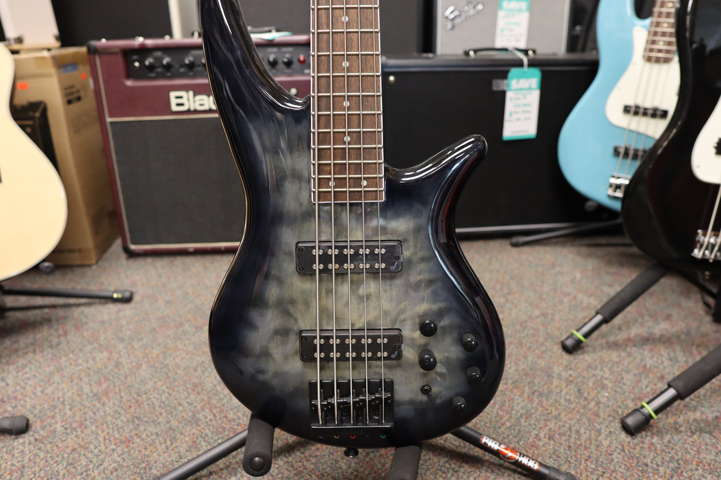 Jackson X Series Spectra Bass SBXQ V, Laurel Fingerboard, Transparent Black Burst