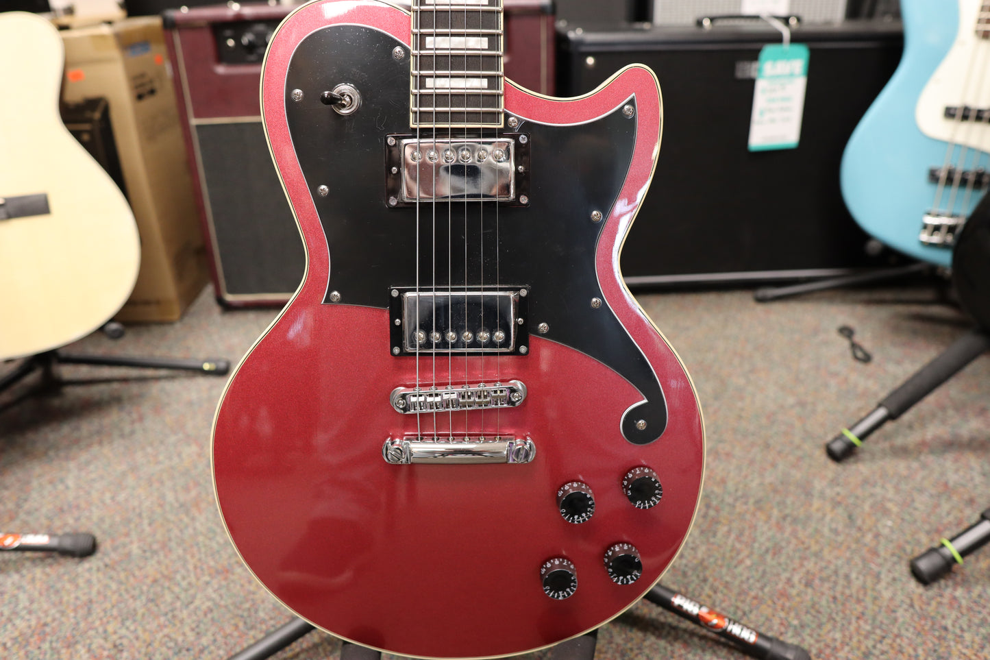 D'Angelico Premier Atlantic Electric Guitar - Oxblood with Stopbar Tailpiece
