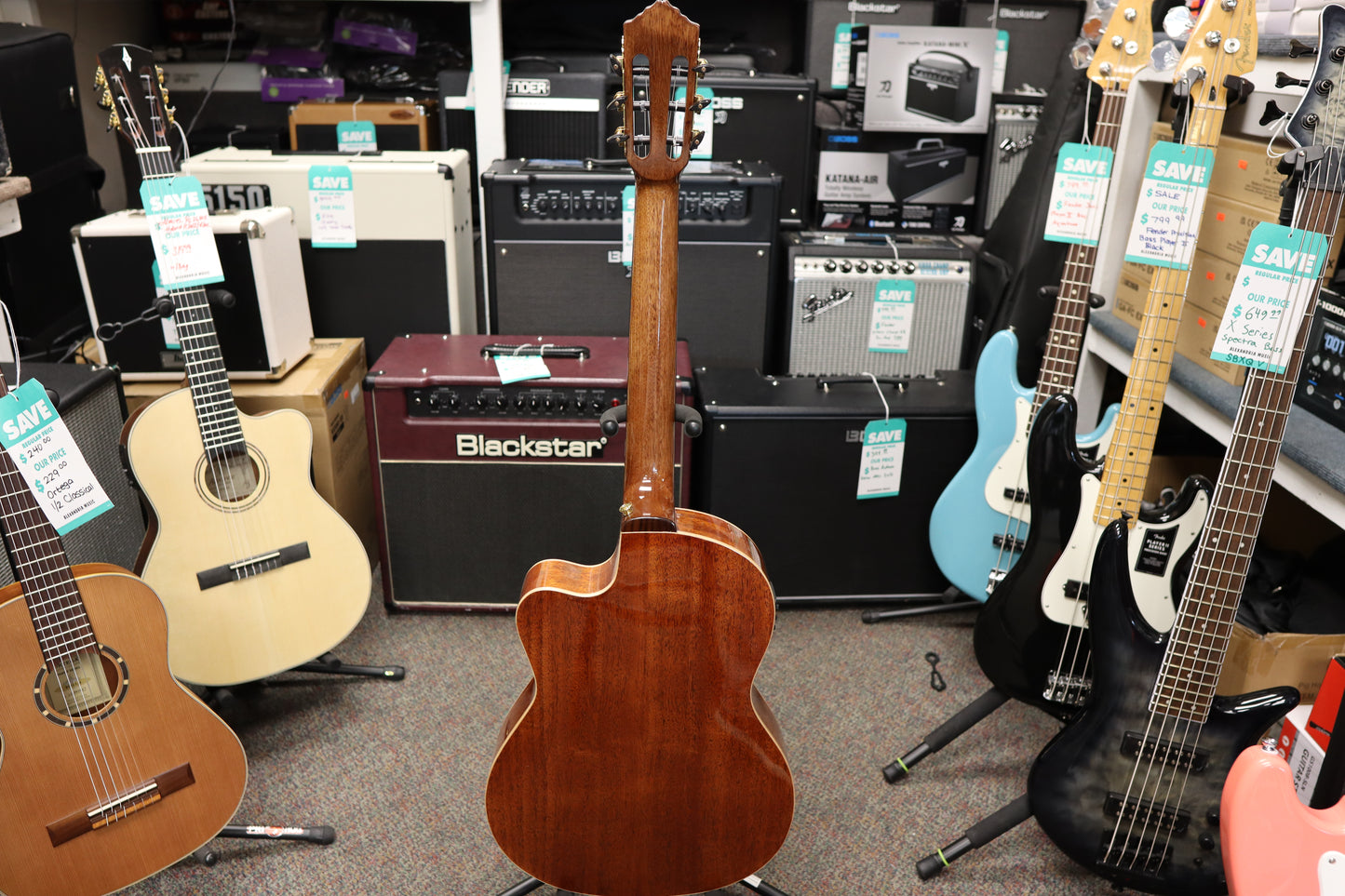 Ortega RCE138-T4 Performer Series Solid Top Thinline Crossover Acoustic-Electric Nylon Classical Guitar w/Bag, Right Handed