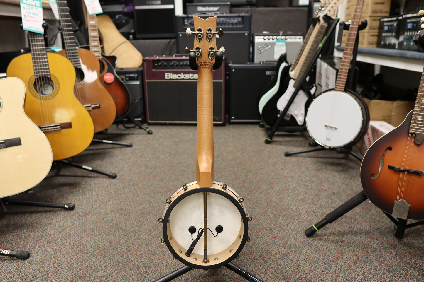 Ortega Guitars OUBJE90-MA Banjolele Series Concert Size Ukulele Maple Natural