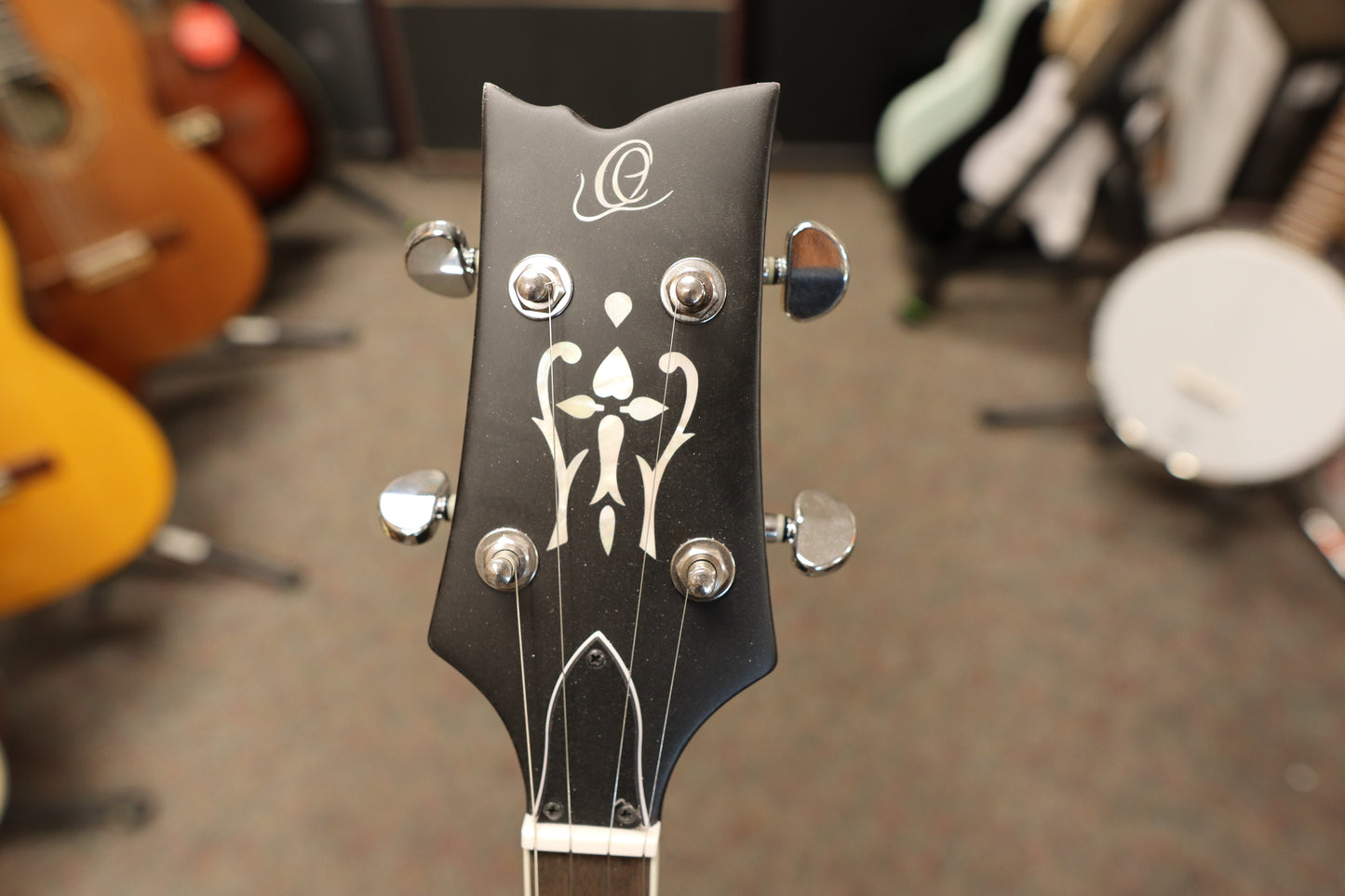 Ortega Guitars OBJ650-SBK Raven Series 5-String Banjo Mahogany Black