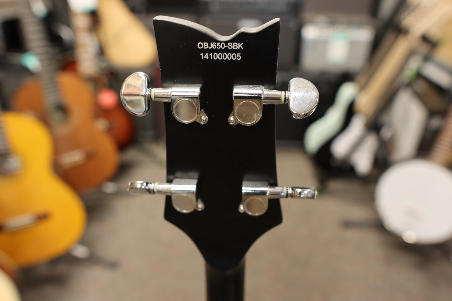 Ortega Guitars OBJ650-SBK Raven Series 5-String Banjo Mahogany Black