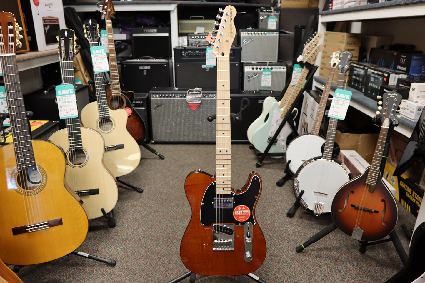 Squier Affinity Series® Telecaster® FMT SH, Maple Fingerboard, Black Pickguard, Mocha