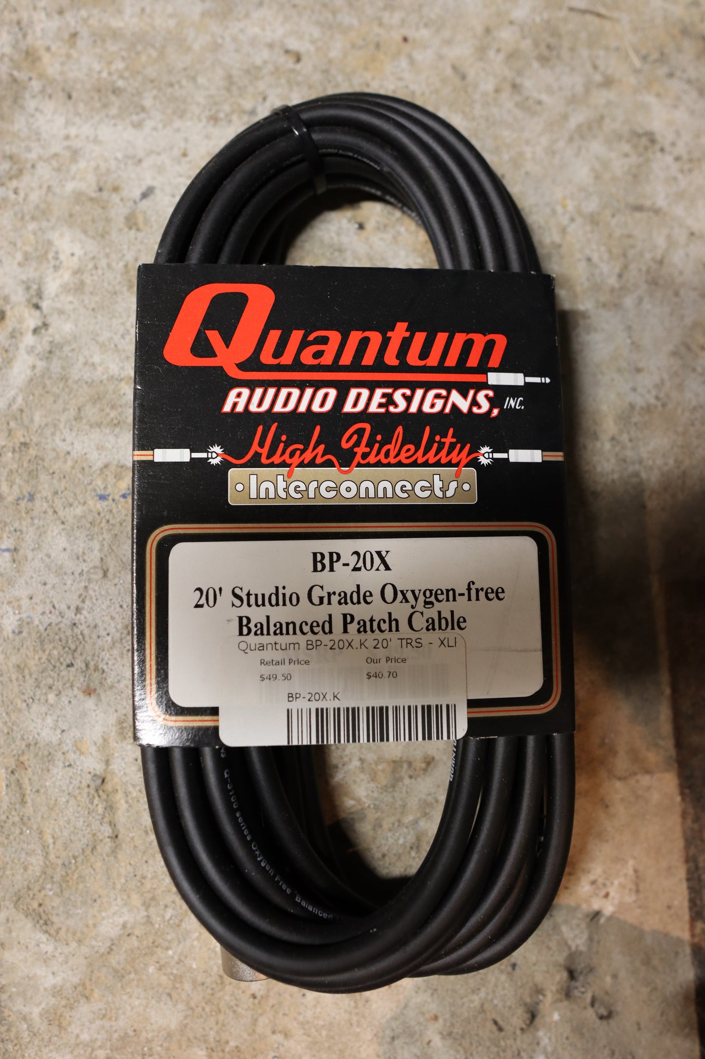 Quantum Audio Designs 1/4" TRS to XLR Male Studio Grade Oxygen-free Balanced Cable