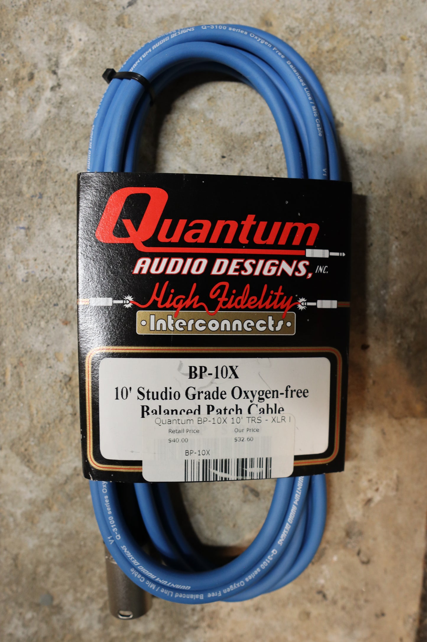 Quantum Audio Designs 1/4" TRS to XLR Male Studio Grade Oxygen-free Balanced Cable