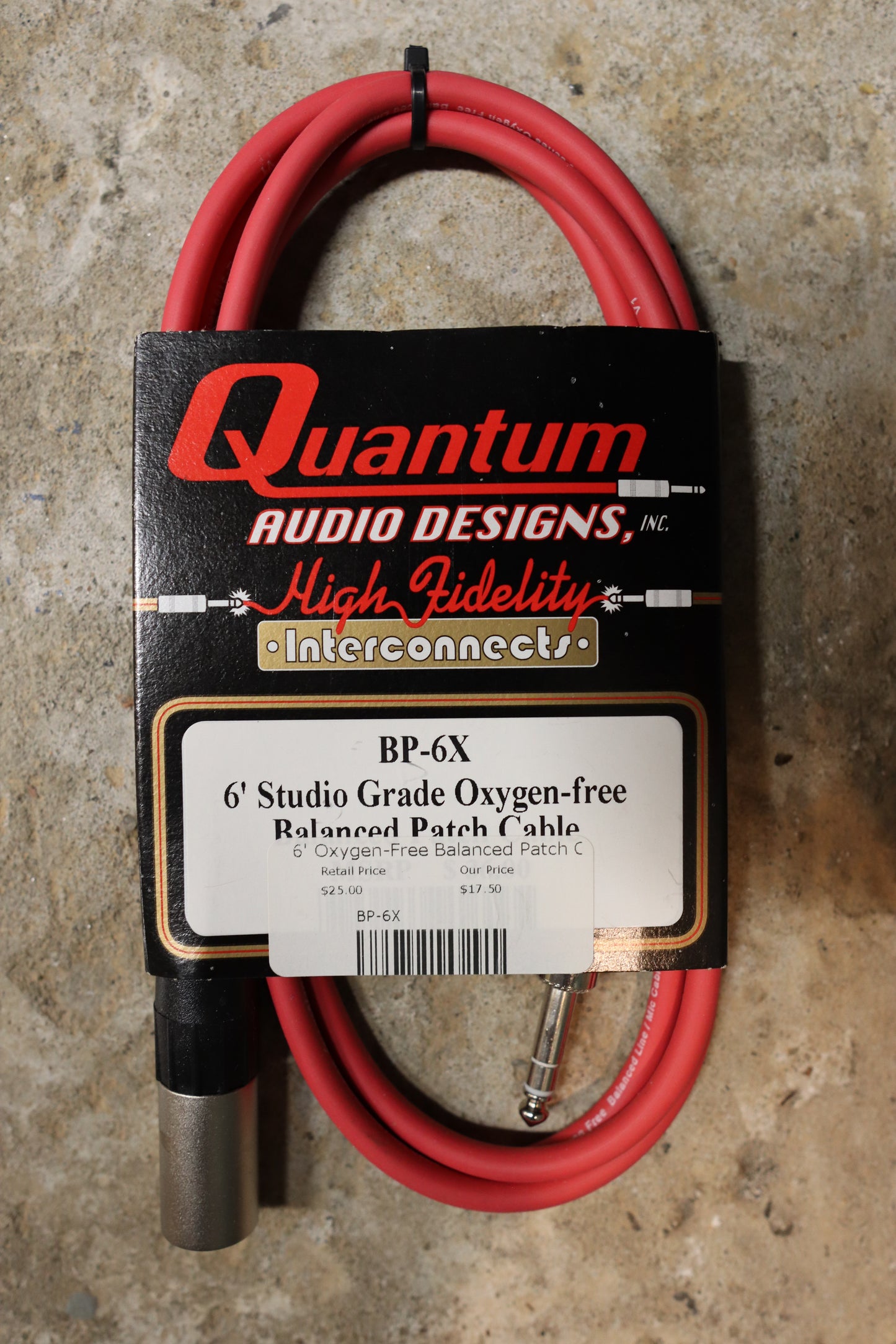 Quantum Audio Designs 1/4" TRS to XLR Male Studio Grade Oxygen-free Balanced Cable