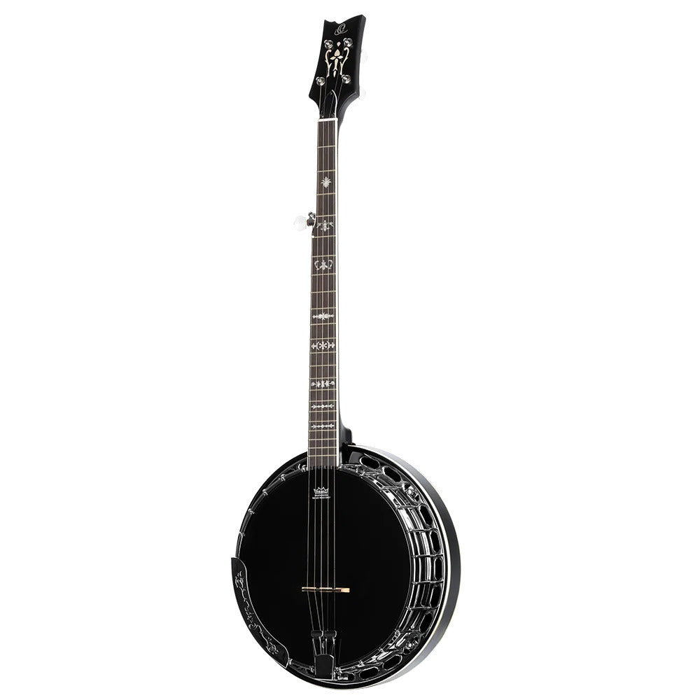 Ortega Guitars OBJ650-SBK Raven Series 5-String Banjo Mahogany Black