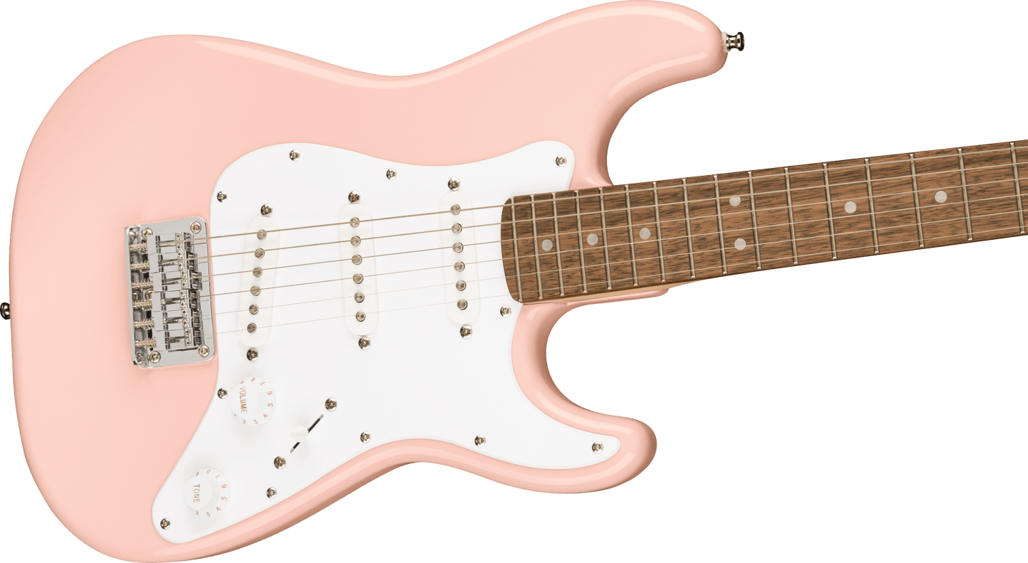 Squier Mini Stratocaster®, Laurel Fingerboard, White Pickguard, Shell Pink