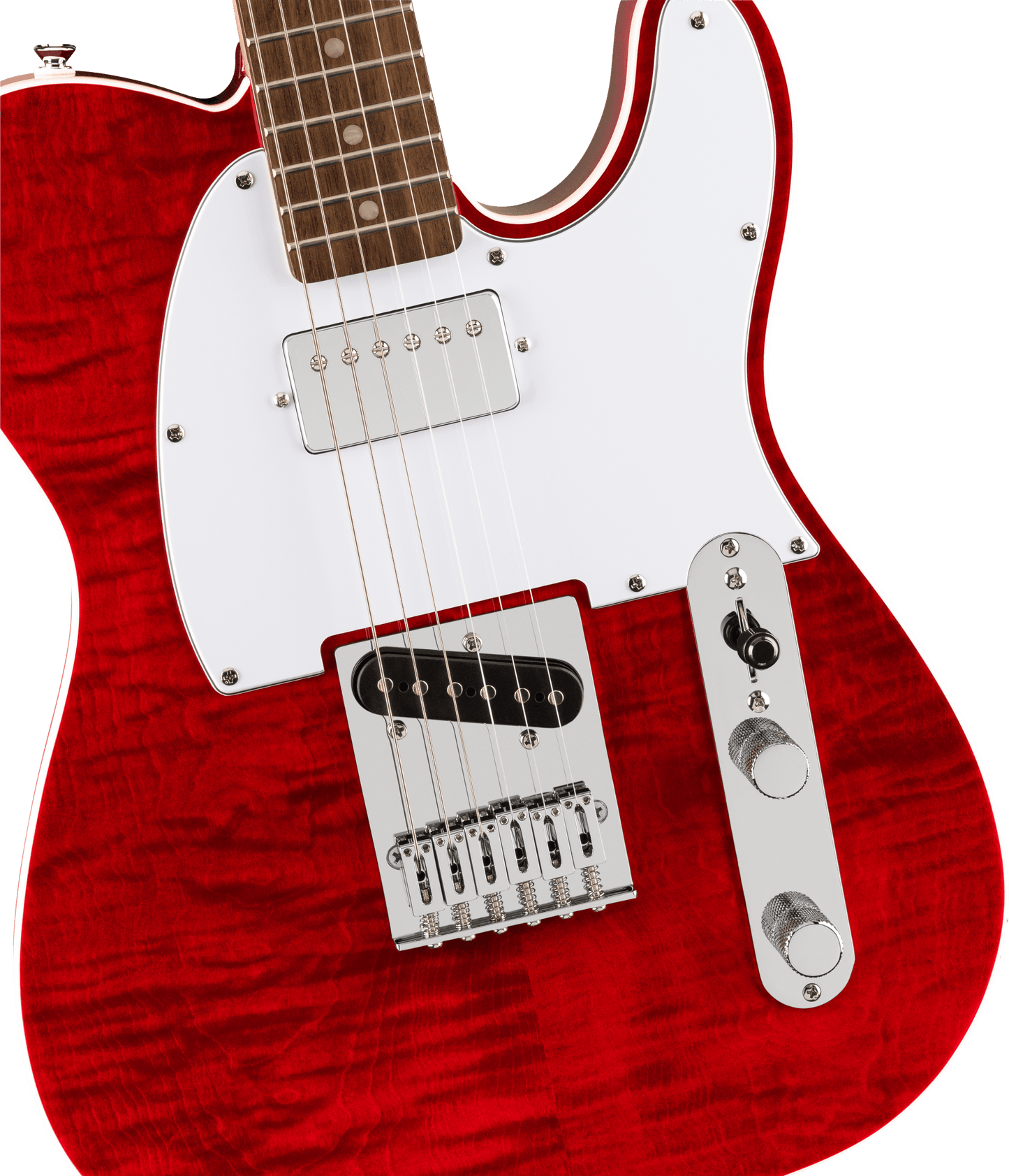 Squier Affinity Series® Telecaster® FMT SH, Laurel Fingerboard, White Pickguard, Crimson Red Transparent