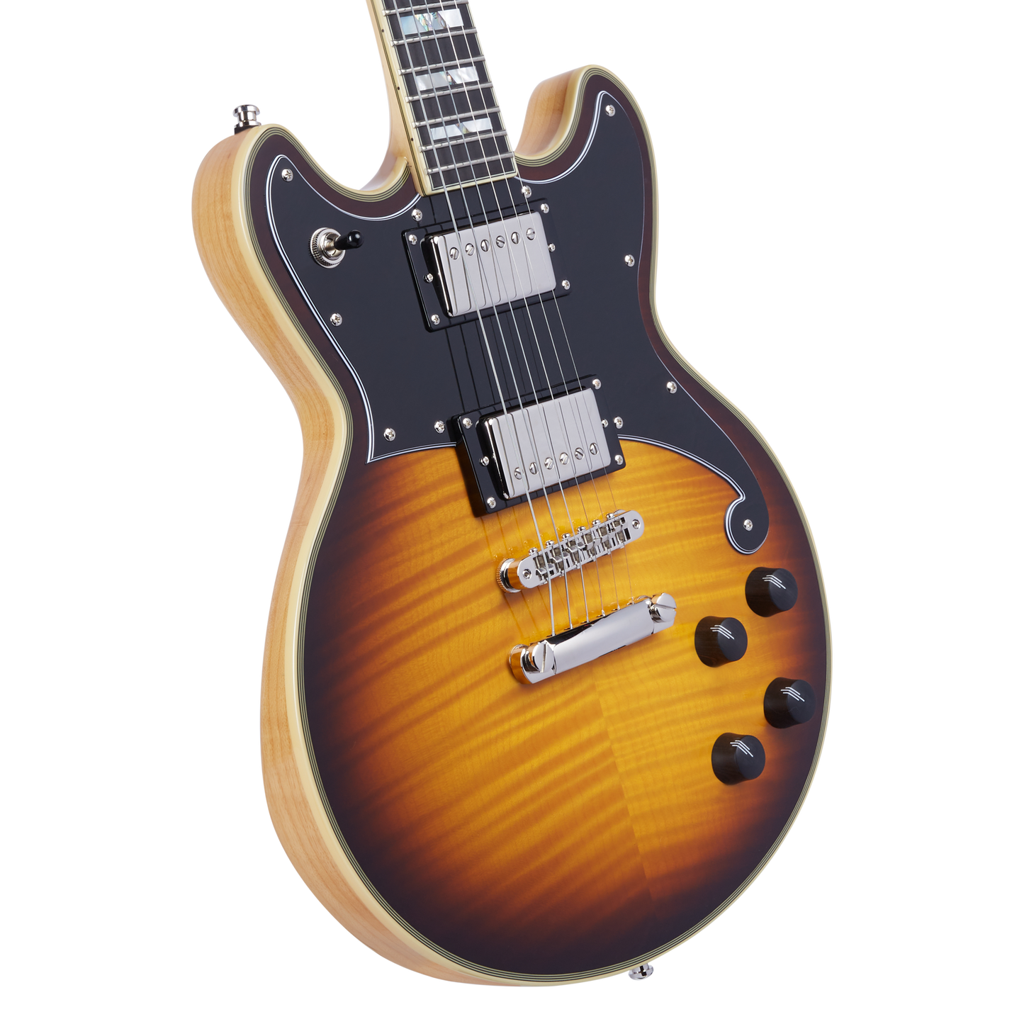 D'Angelico Deluxe Brighton Electric Guitar - Vintage Sunburst with Stopbar Tailpiece