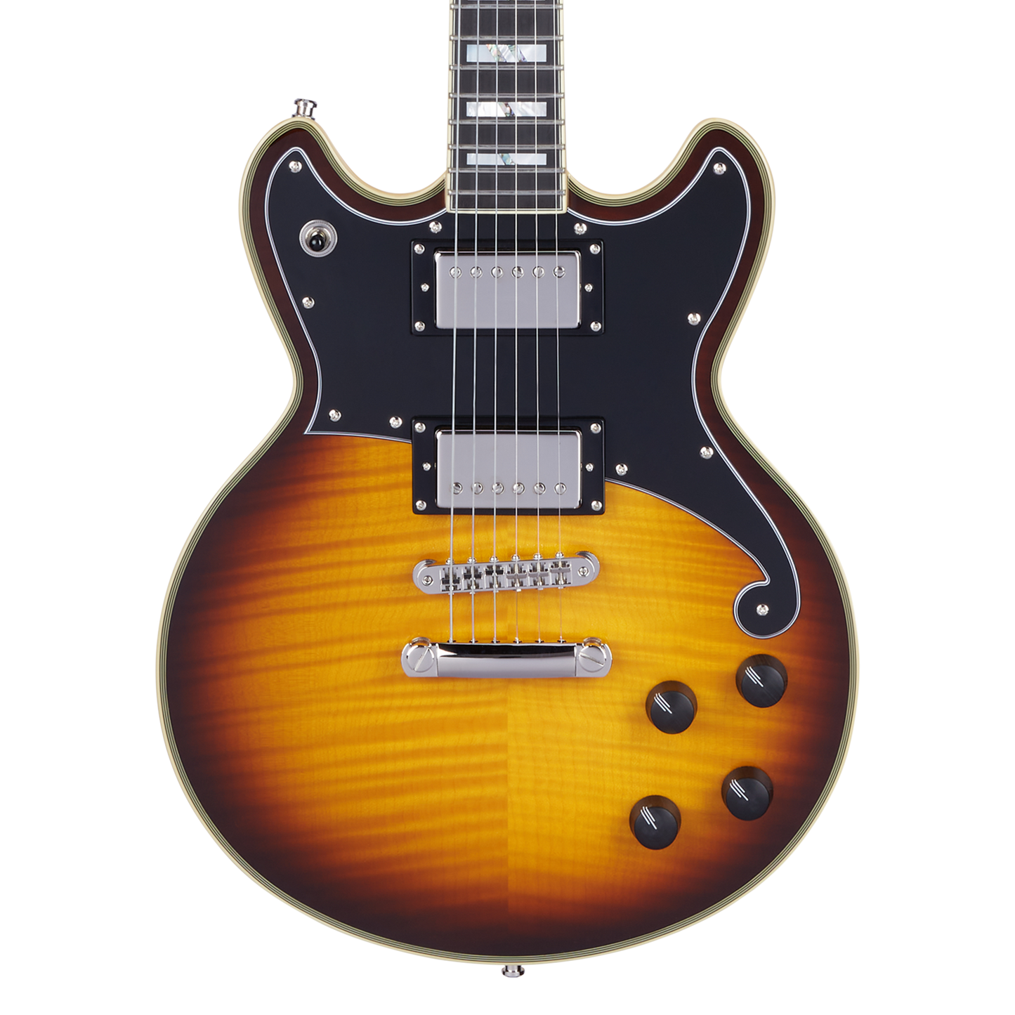 D'Angelico Deluxe Brighton Electric Guitar - Vintage Sunburst with Stopbar Tailpiece