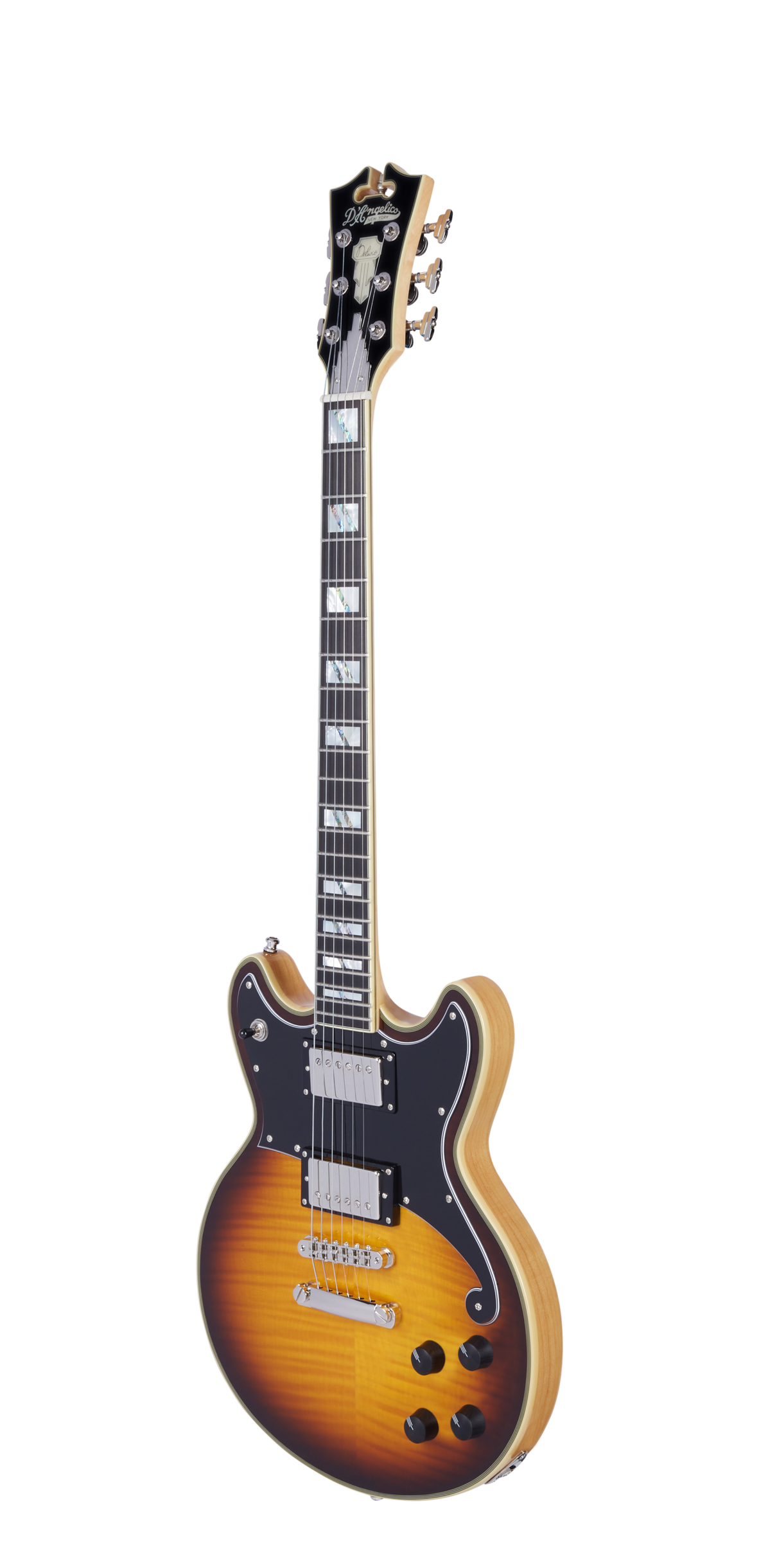 D'Angelico Deluxe Brighton Electric Guitar - Vintage Sunburst with Stopbar Tailpiece