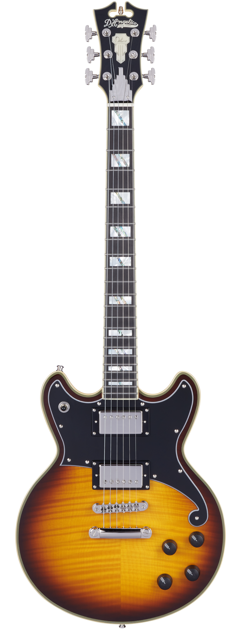 D'Angelico Deluxe Brighton Electric Guitar - Vintage Sunburst with Stopbar Tailpiece