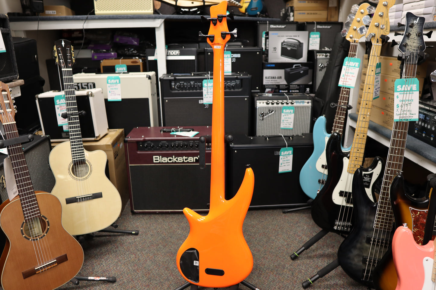 Jackson  X Series Spectra Bass SBX IV, Laurel Fingerboard, Neon Orange