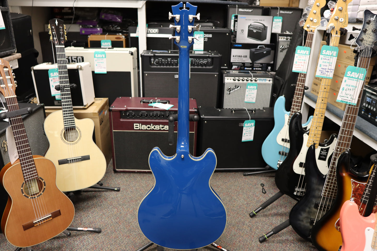 D'Angelico Deluxe Series DC Limited Edition (Only 50 Exist) Semi-Hollow Electric Guitar Sapphire