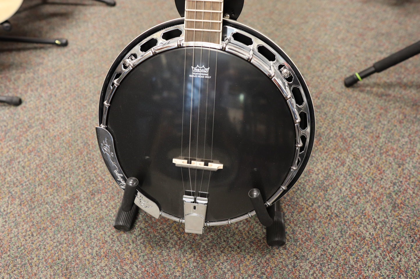 Ortega Guitars OBJ650-SBK Raven Series 5-String Banjo Mahogany Black