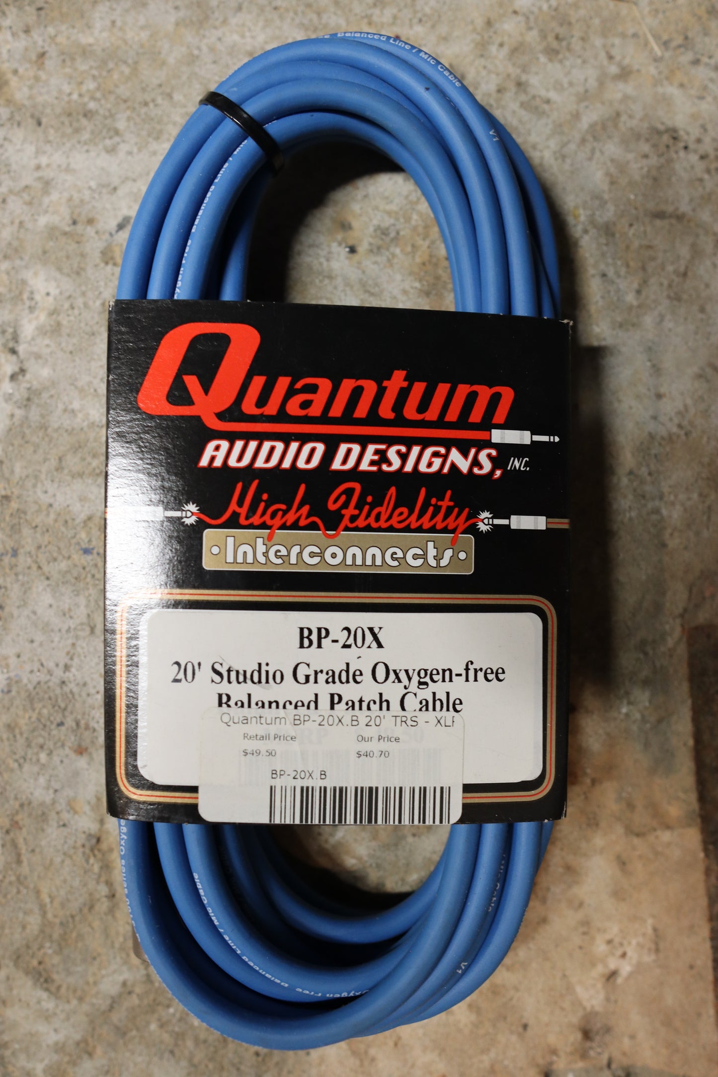 Quantum Audio Designs 1/4" TRS to XLR Male Studio Grade Oxygen-free Balanced Cable