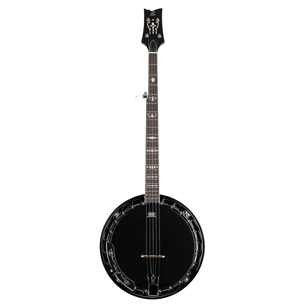Ortega Guitars OBJ650-SBK Raven Series 5-String Banjo Mahogany Black